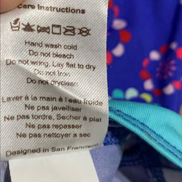 Tea Collection Blue Floral Stripe Halter One Piece Bathing Suit Size 2 - Picture 4 of 4